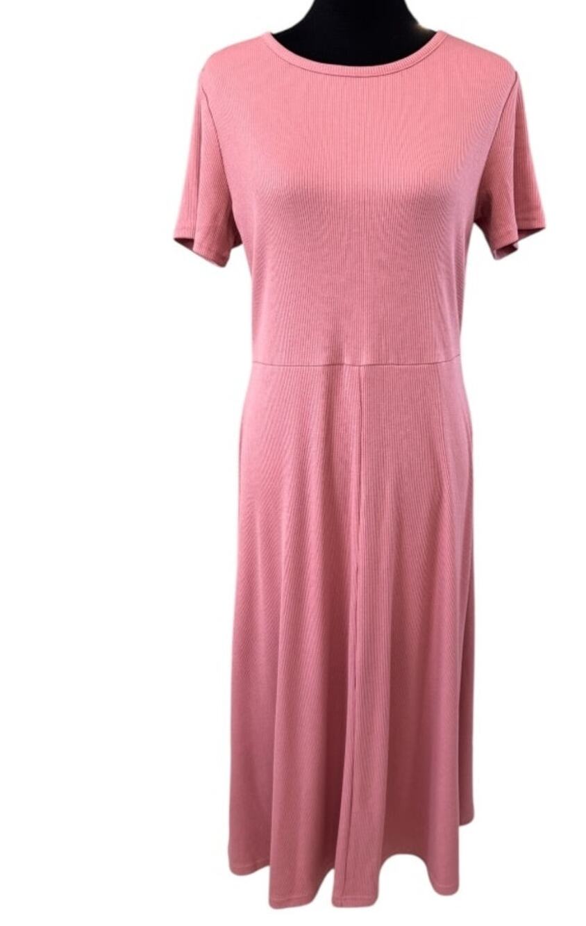 NORDSTROM Treasure & Bond Pink Ribbed Midi Dress Large New Beach Pool